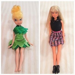 ✨️ LOT Tinkerbell Disney Princess Doll & Mattel 2015 Barbie Doll Hair Mix color